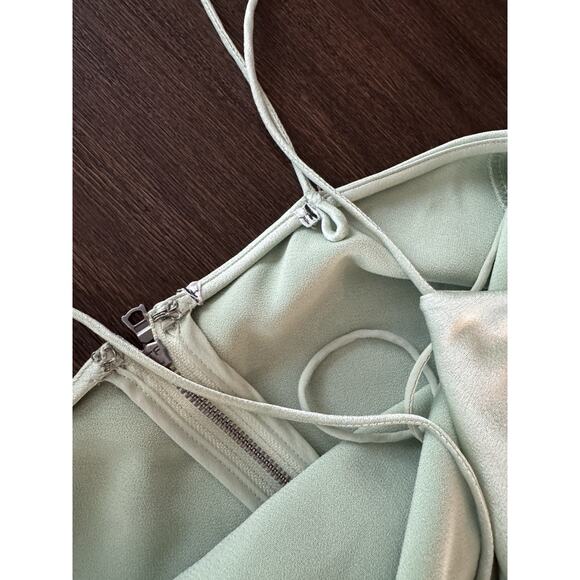 Alice + Olivia Dress Womens Medium 6 8 Green Sage Midi Harmony Asymmetrical - Picture 12 of 14